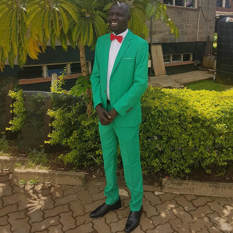 Classy Green Notched Lapel 2-piece Men's Suits