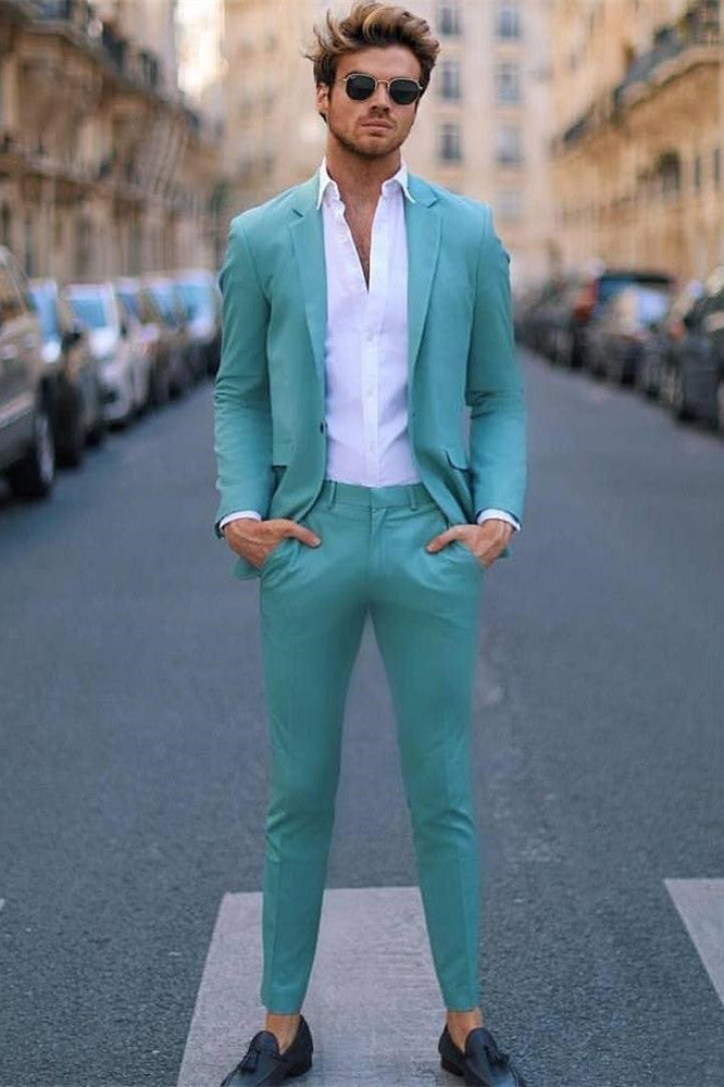 Classy One Button Notch Lapel Two Pieces Designer Men Suits for Prom