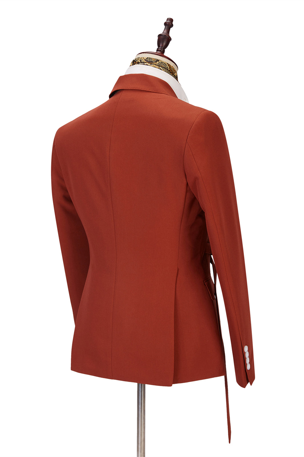 Classy Peaked Lapel Slim Fit Orange Men Suits