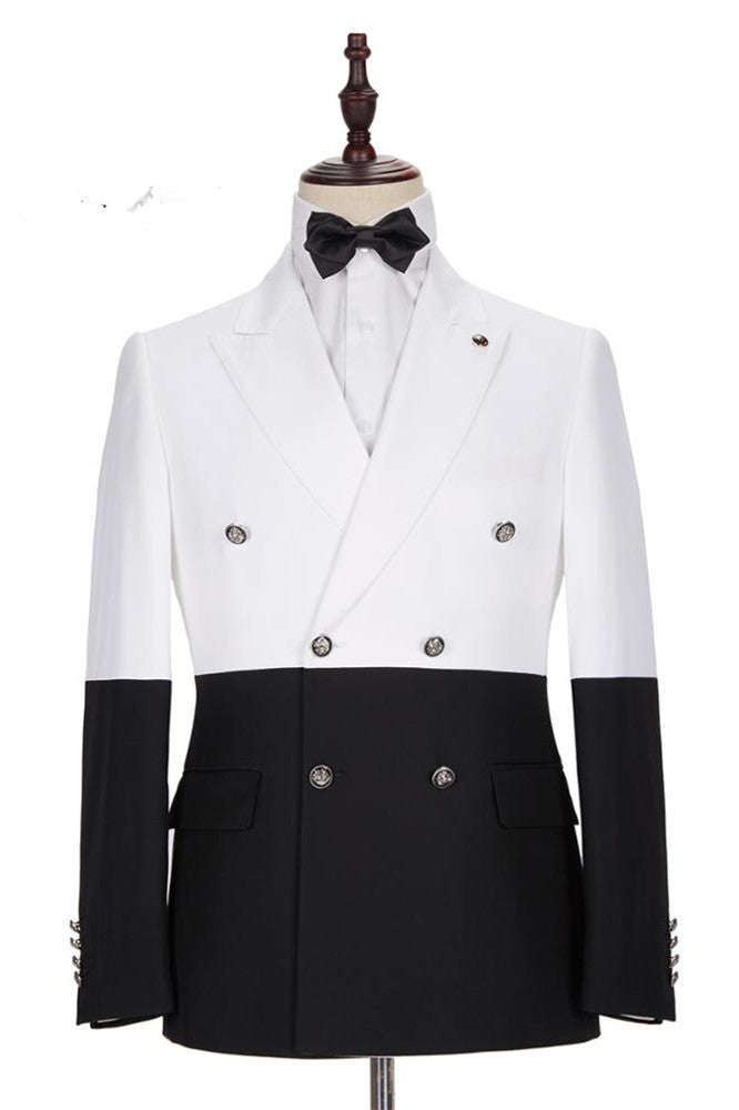 Classy White and Black Double Breasted Men Suits
