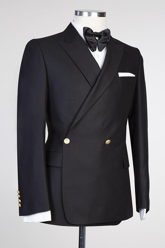 Custom design Black Peaked Lapel New in Men Wedding Suits