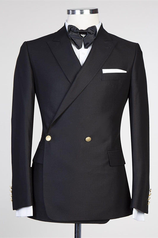 Custom design Black Peaked Lapel New in Men Wedding Suits