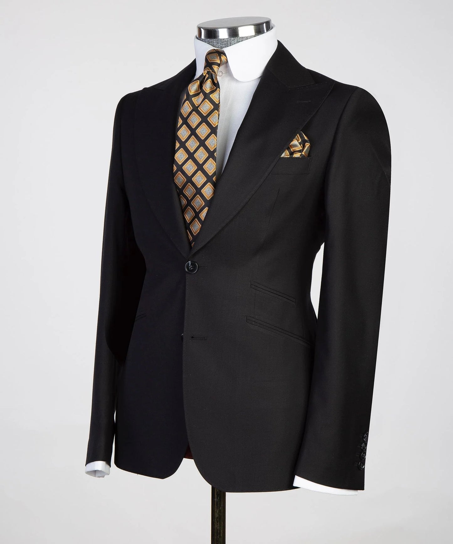 Black Wide Peak Lapel 3-piece Formal Men's Suits