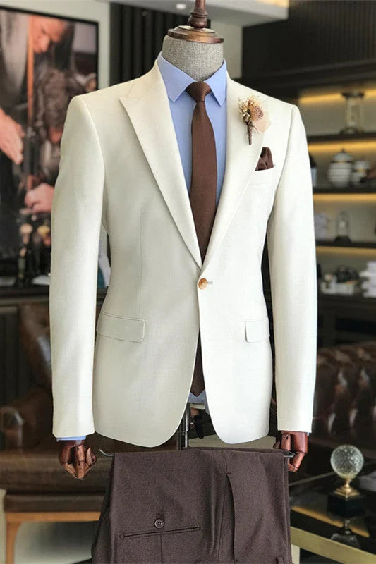 One-button Peaked Lapel 2-piece Blazer Suit