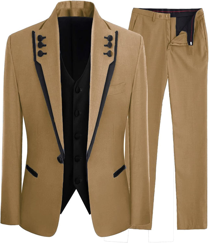 Fancy Light Brown Shawl Lapel Three Pieces Suits For Prom Wedding