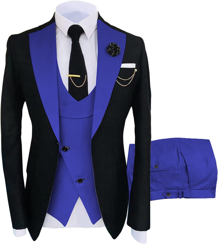 Fancy Violet Shawl Lapel Three Pieces Prom Suits Slim Fit One Button