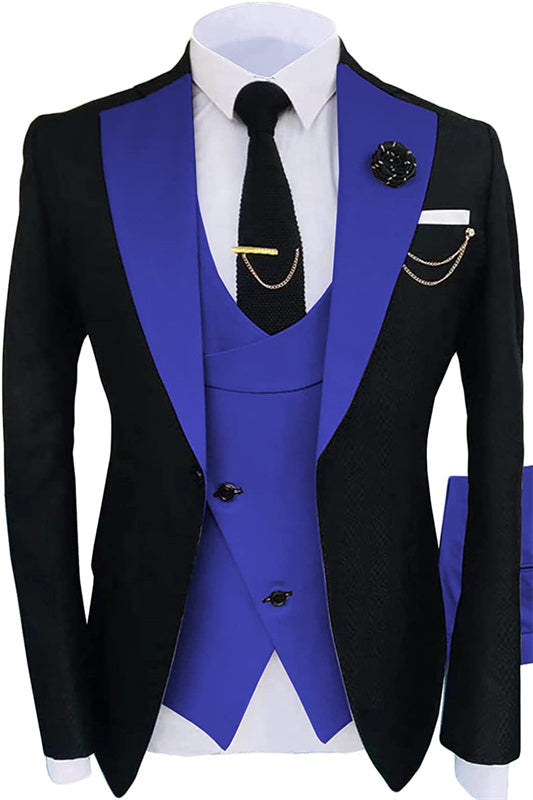 Fancy Violet Shawl Lapel Three Pieces Prom Suits Slim Fit One Button