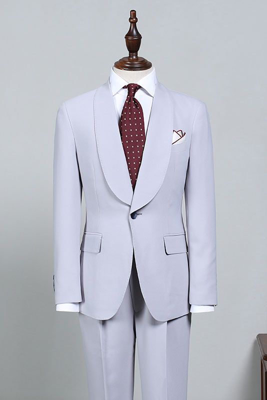 Fashion Milky Purple Two-pieces Bespoke Wedding Suit for Grooms