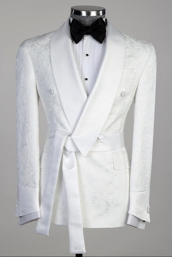 2 Piece Shawl Lapel Double Breasted White Tuxedo