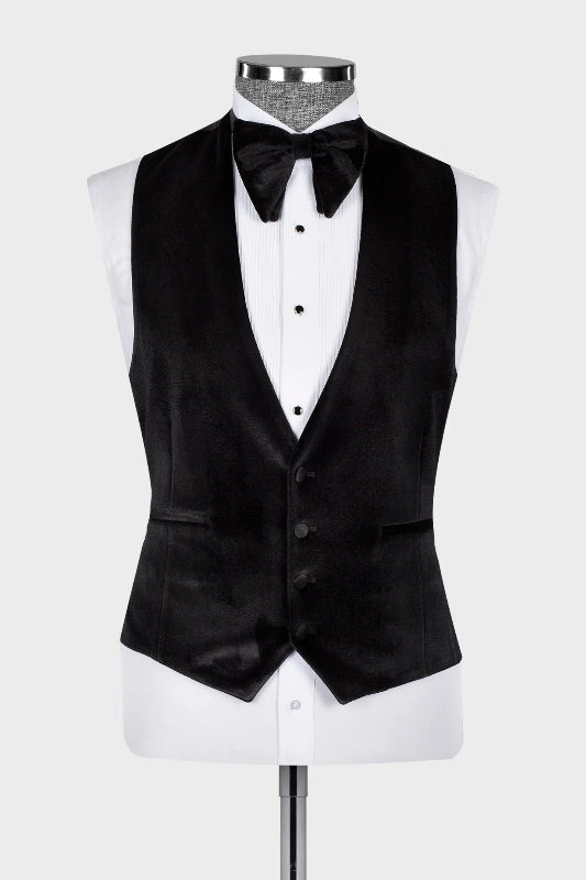 Burgundy Three Pieces Sequins Prom Suits with Peaked Lapel Black Vest