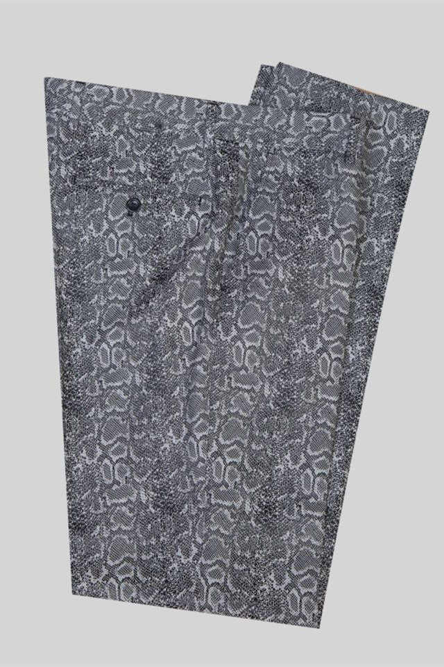 Gray Double Breasted Jacquard Wedding Suits with Black Lapel for Groom