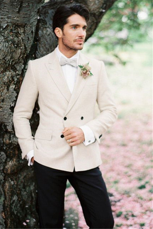 Ivory Two-Piece Wedding Tuxedo for Groom & Groomsmen Perfect Best Man Suit