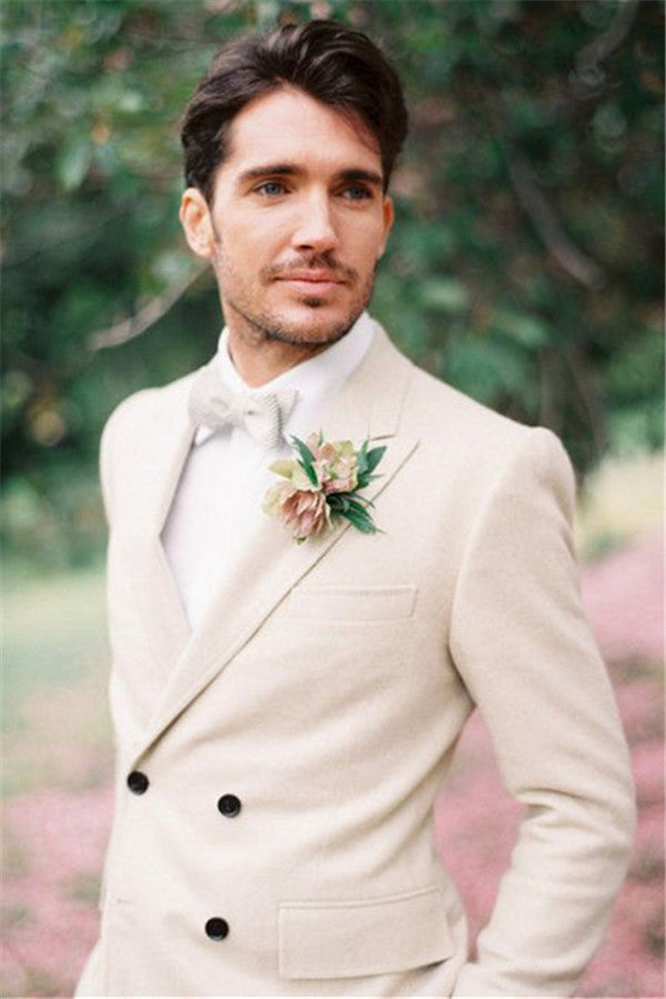 Ivory Two-Piece Wedding Tuxedo for Groom & Groomsmen Perfect Best Man Suit