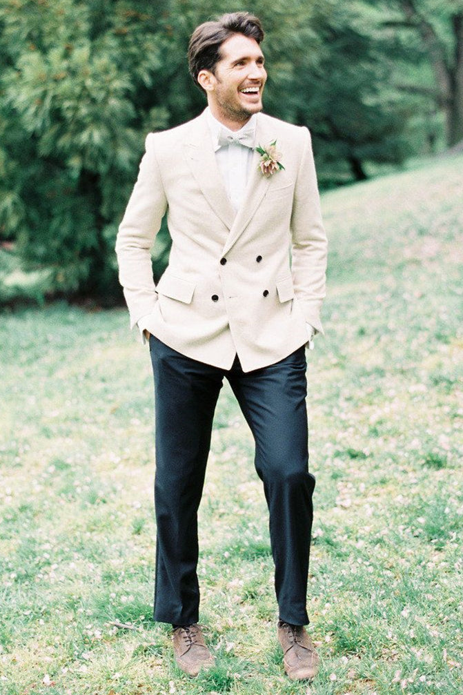Ivory Two-Piece Wedding Tuxedo for Groom & Groomsmen Perfect Best Man Suit
