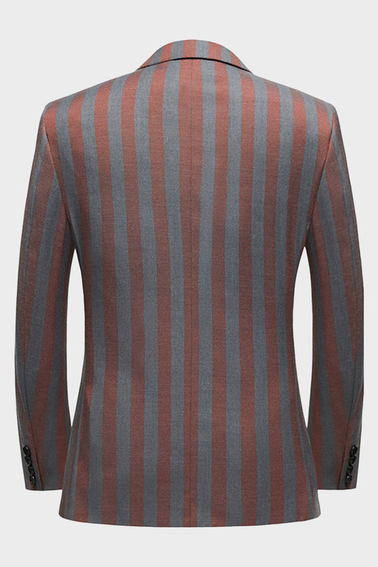 Red and Gray Striped Formal Men's Suit