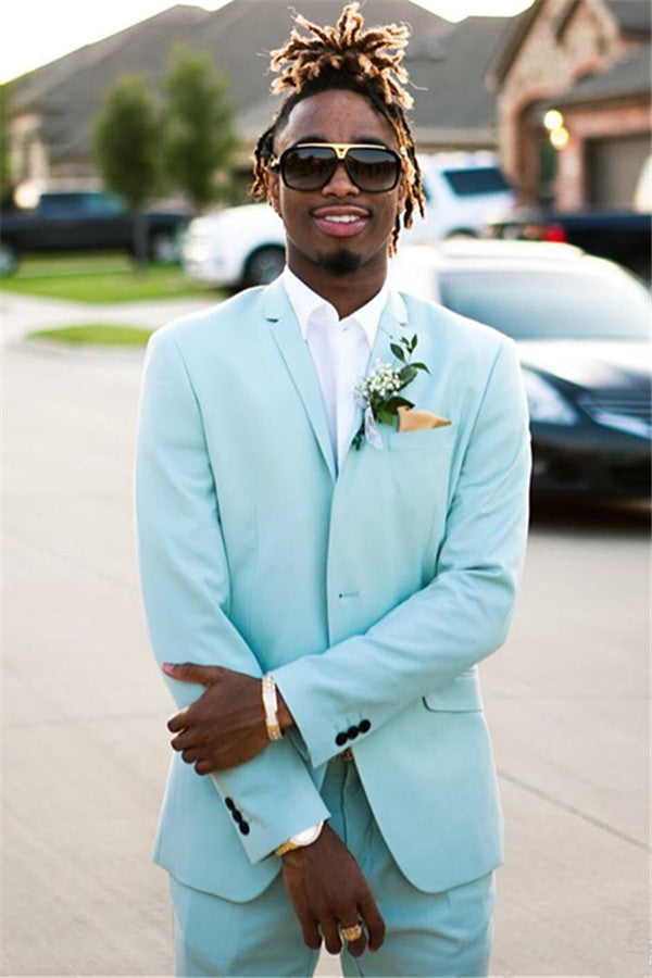 Mint Green Slim Fit Men's Suits Groomsmen Wear Two Pieces Notch Lapel