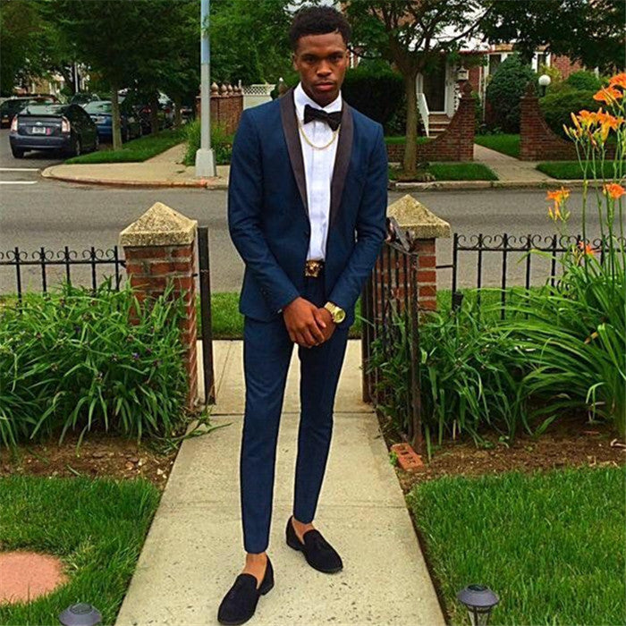 Navy Blue Classic 2-Piece Men's Suit for Prom