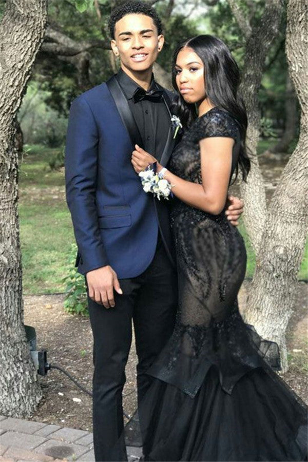Navy Blue Two-Piece Slim Fit Prom Men's Tuxedo