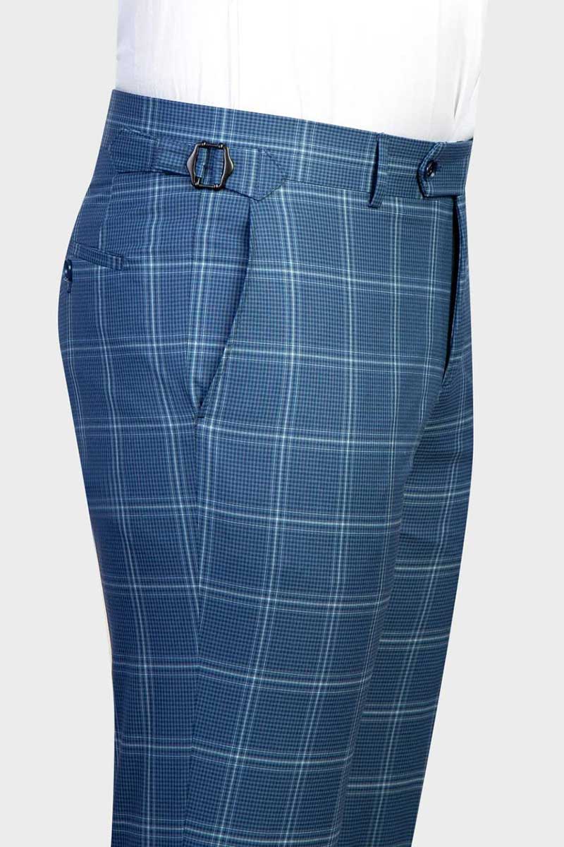 Wide Lapel Plaid 3-piece Suit in Navy