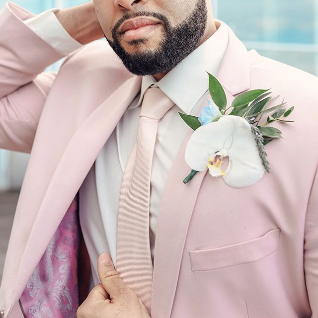 Pink Notched Lapel Mens Suits For Groom Tuxedos Party Prom Tuxedo
