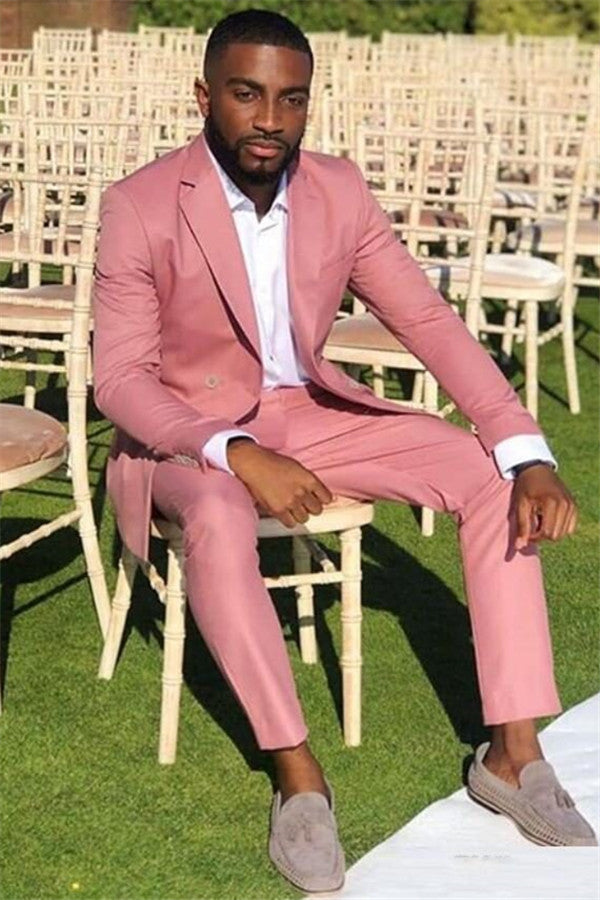 Pink Notch Lapel 2-piece Slim Fit Suit for Prom