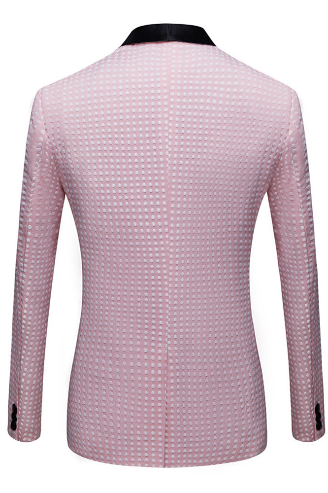 Pink Shawl Lapel Dot Wedding Men Suits