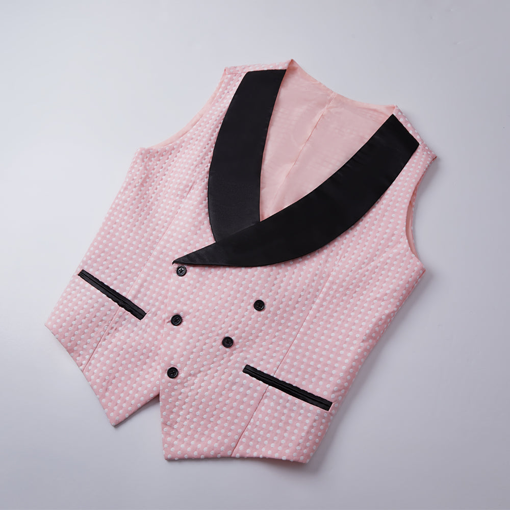 Pink Shawl Lapel Dot Wedding Men Suits
