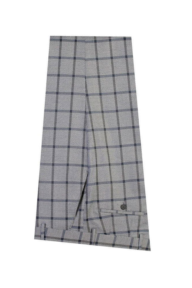 Gray 2 Piece Chic Windowpane Peak Lapel Suit
