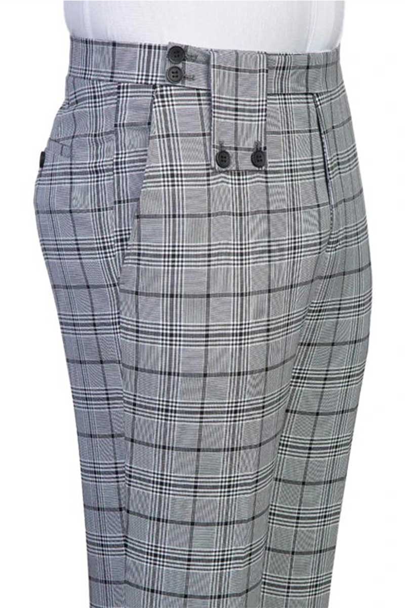 Grey Plaid Double Breasted Casual Suit