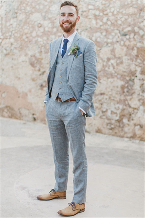 Pricey Summer Blue Beach Wedding Suits Bespoke Men Suit for Groom