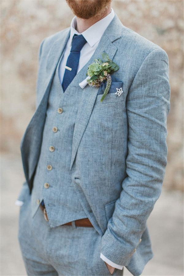 Pricey Summer Blue Beach Wedding Suits Bespoke Men Suit for Groom