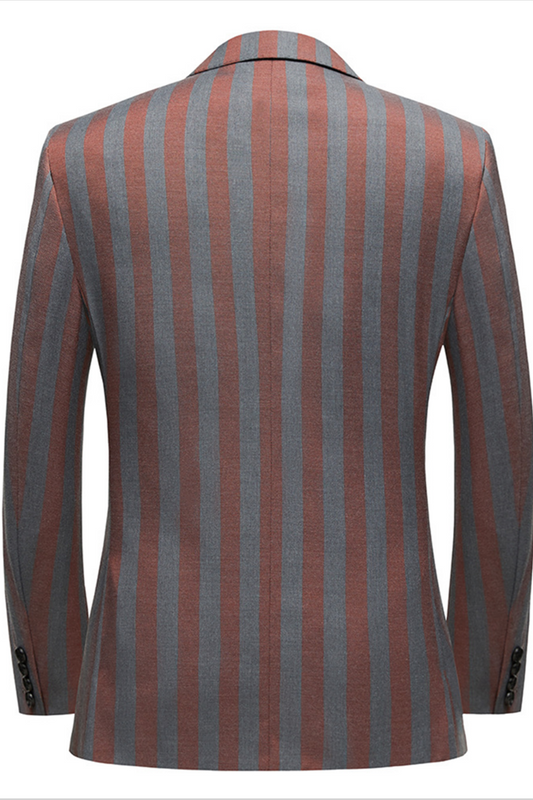 Red and Gray Stripes Formal Men Suits New Arrival Double Breasted