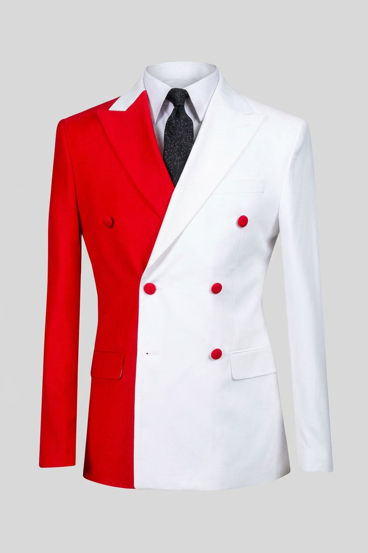 Red/White Double-breasted Men's Jacket