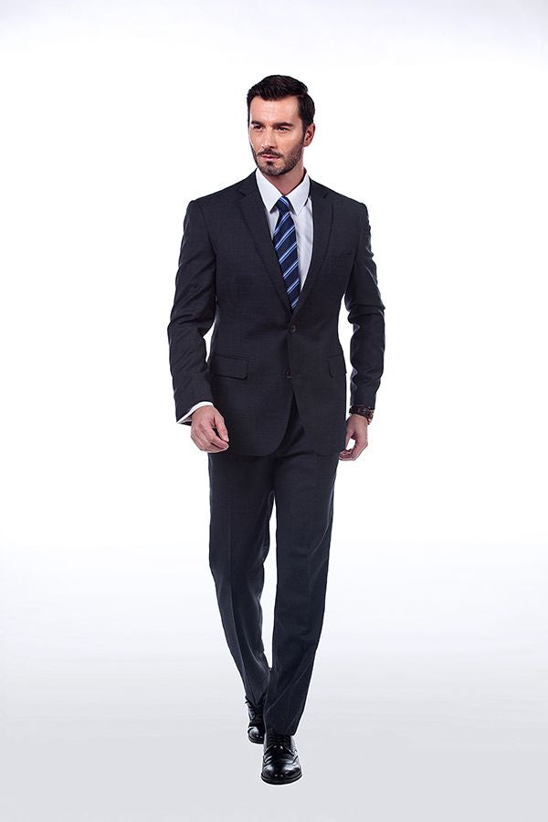 Sharp-looking Solid Black Mens Suits Notch Lapel Suits for Men
