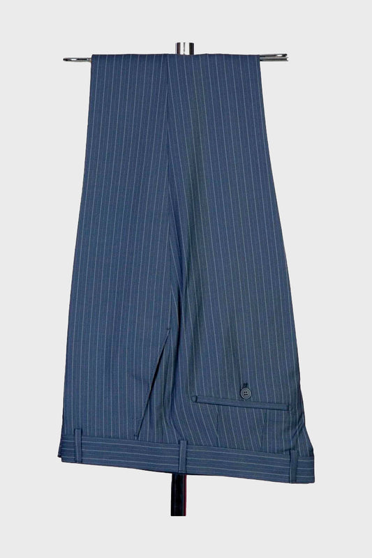 Navy Blue 2 Piece Striped Double Breasted Suit