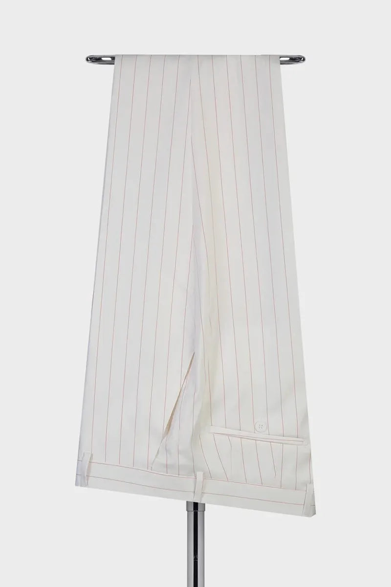 Striped Double-breasted 2-piece Suit in White