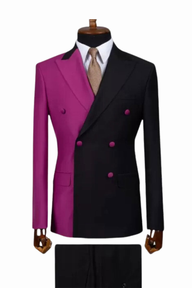 Purple/Black 2 Piece Double-breasted Suit