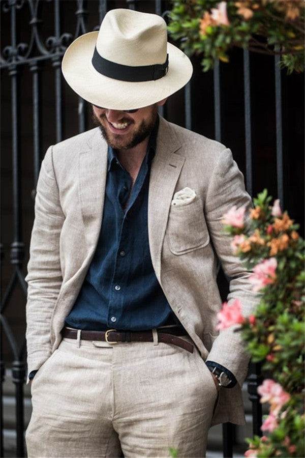 Summer Two-pieces Beach Men Suits Wedding Casual Groom Tuxedos