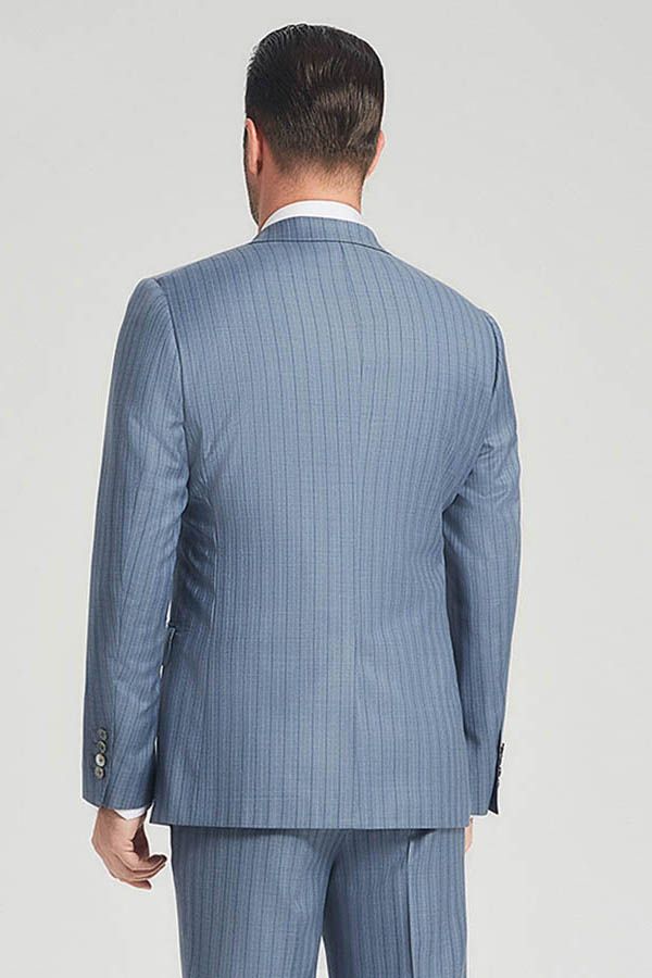 Superior Blue Stripes Light Blue Business Mens Suits