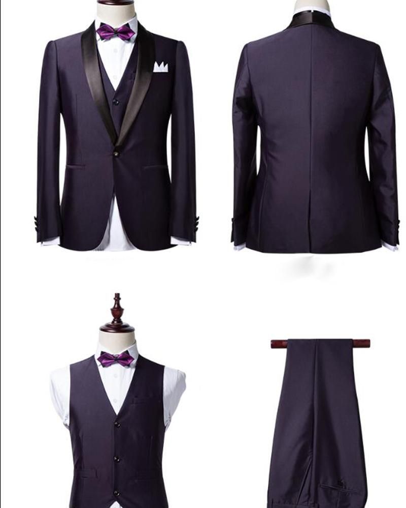 Dark Purple Shawl Lapel Wedding Tuxedo