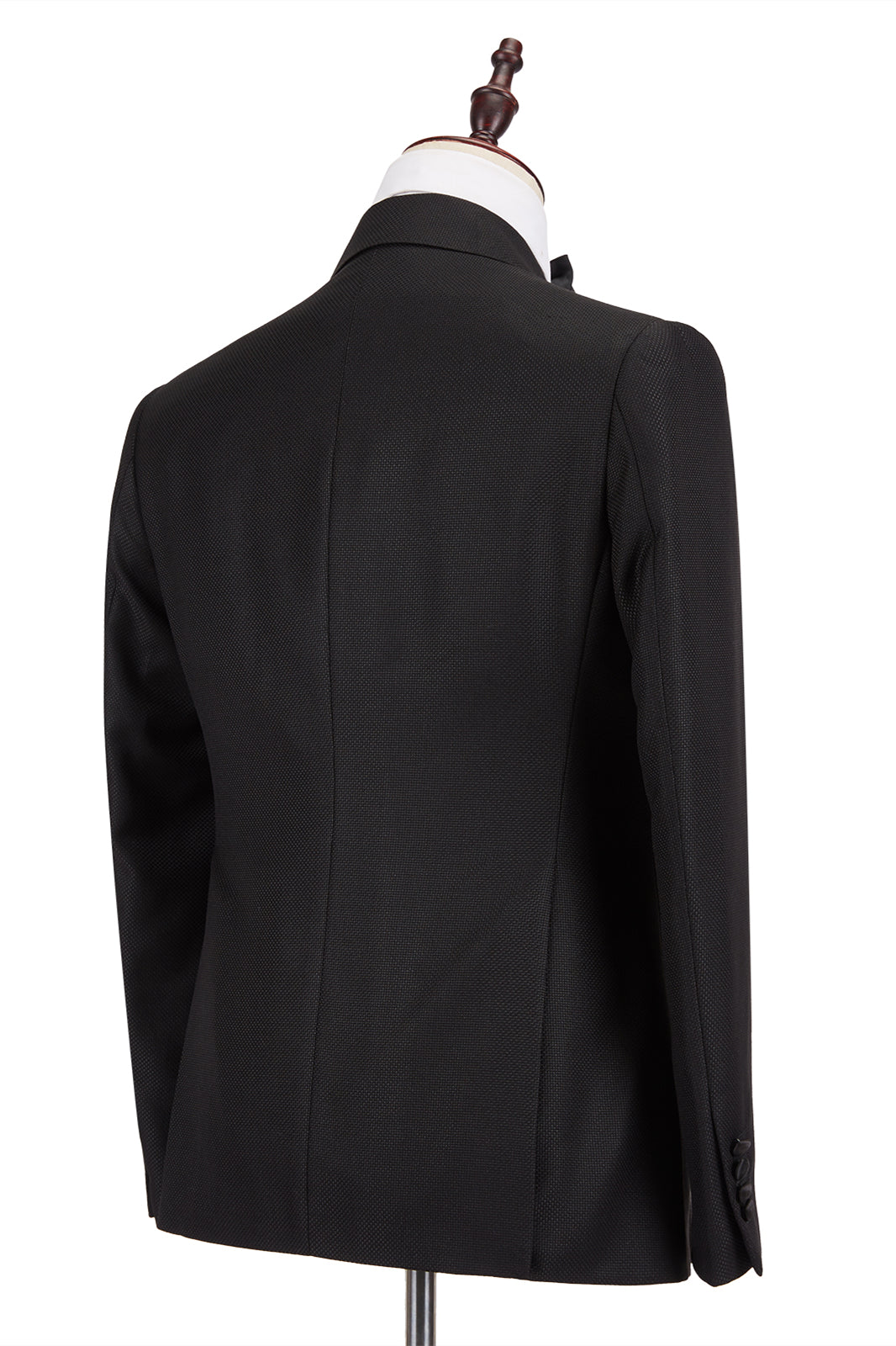 Satin Peak Lapel Double Breasted Black Men Wedding Suit for Groom