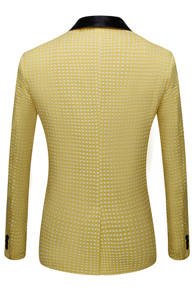 Yellow Dot Shawl Lapel Single Breasted Wedding Groom Suits for Wedding