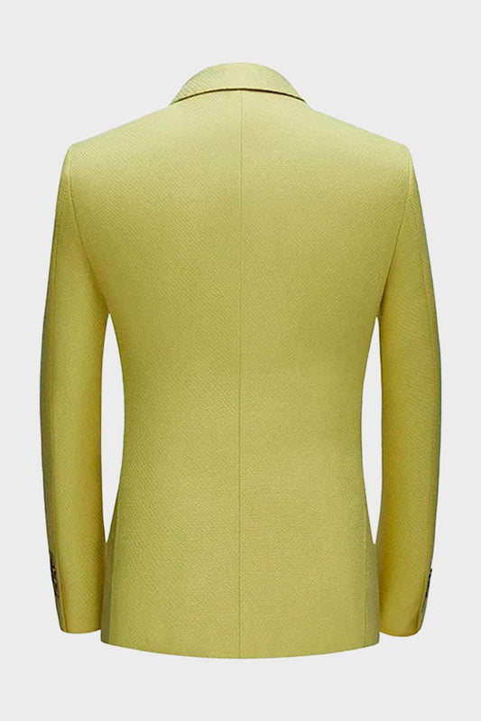 Men's Yellow Peak Lapel Prom 3 Piece Suit