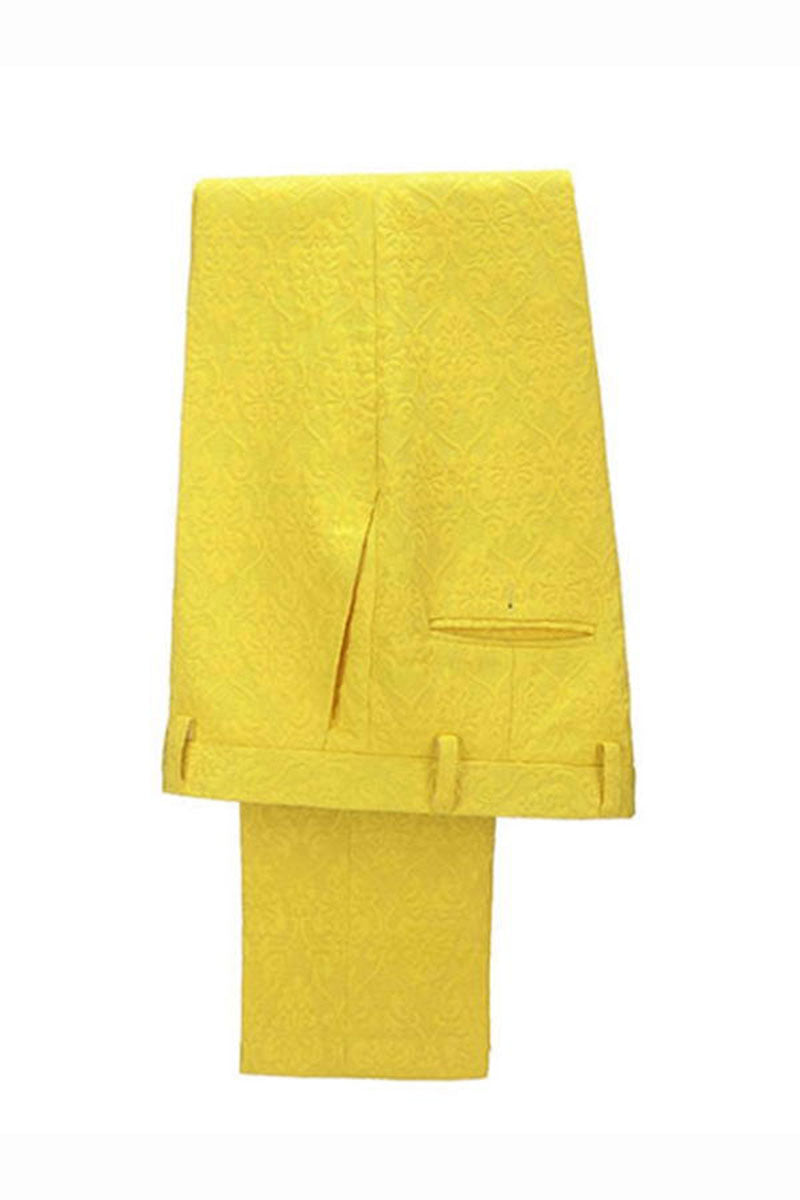 Yellow Single Breasted 3 Piece Prom Suit