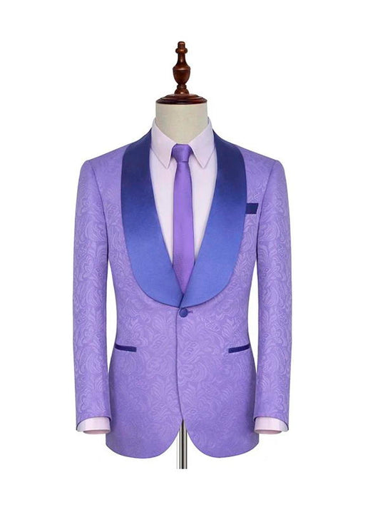 Purple Shawl Lapel Wedding Suit