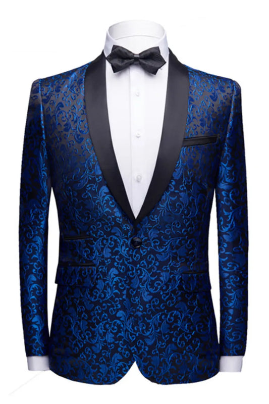 Blue Jacquard 2-piece Shawl Lapel Tuxedo