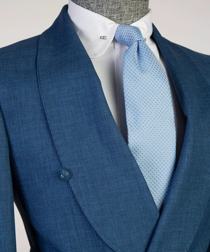 Blue 2-piece Shawl Lapel Tuxedo with Belted
