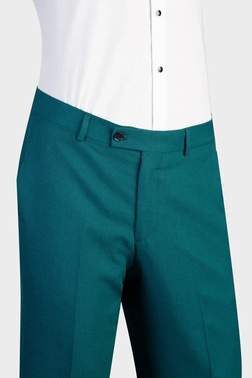 Teal Blue 2-piece Double-breasted Shawl Lapel Suit