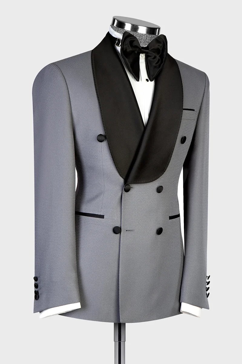 Gray Double-breasted 2-piece Tuxedo