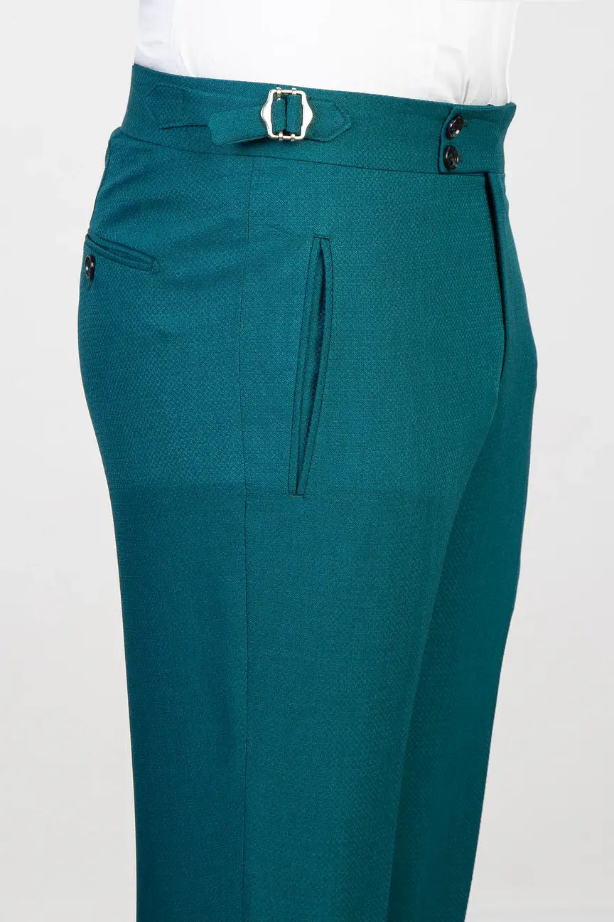 Teal Blue 3-piece Single-breasted Peak Lapel Suit